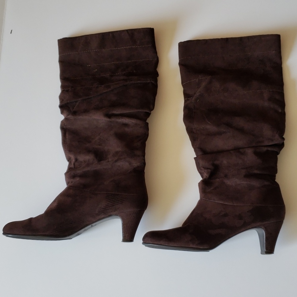 Aerosole Brown Suede Knee-High Boots-Size 8